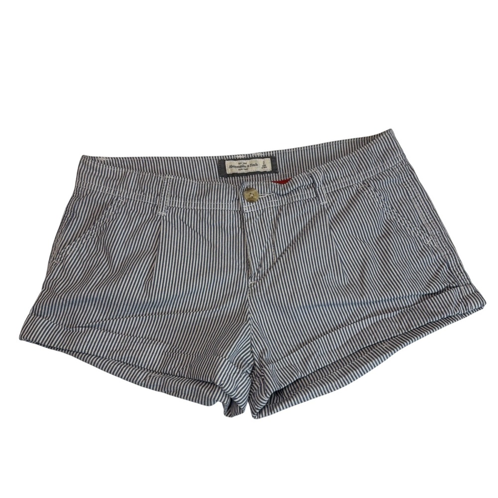 Abercrombie & Fitch Women's Y2K Blue Striped Micro Shorts Low Rise Size 2 Preppy